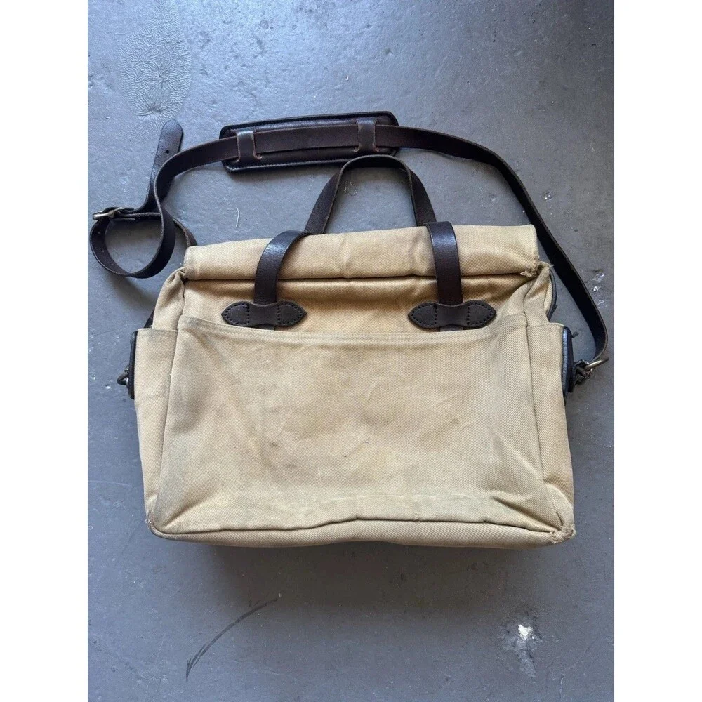 Filson 258 Padded Computer Briefcase Rugged Twill Tan Patina